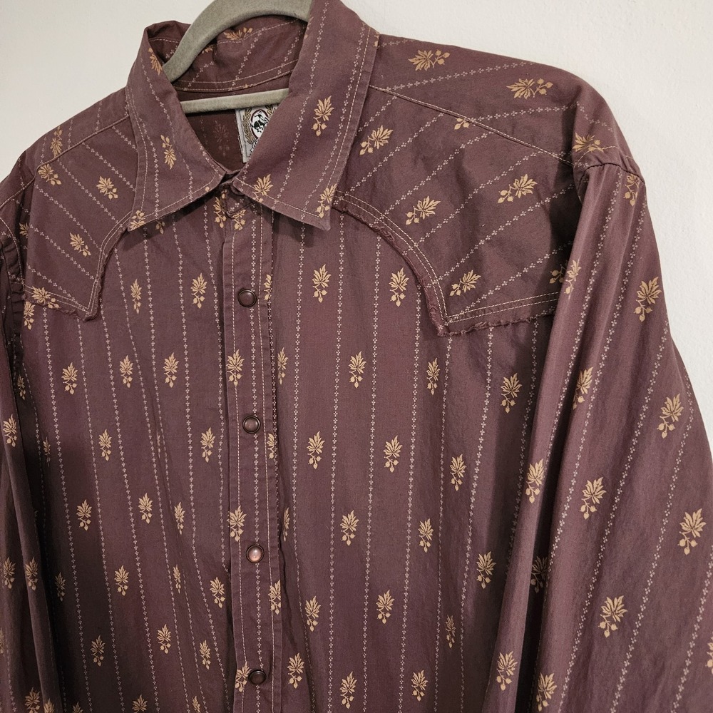 Cinch Western Shirt Men's Sz L Brown Print Button Long Sleeve Cowboy